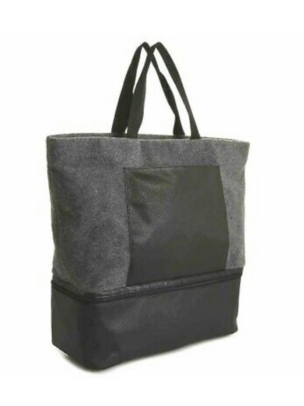Grey and Black Felt Two-Tone Tote Bag